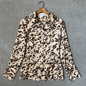 Annorlunda Cow Print Blouse Top Women's Silky Texture